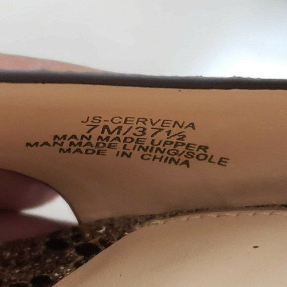 Jessica Simpson Womens Gold Snake Print Sparkle Buckle Open Toe Wedge Sandals 7M - Picture 8 of 11